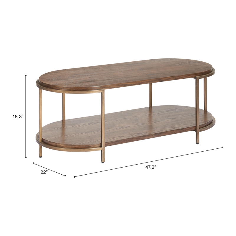 Pemberly Row Contemporary Engineered Wood Coffee Table Brown