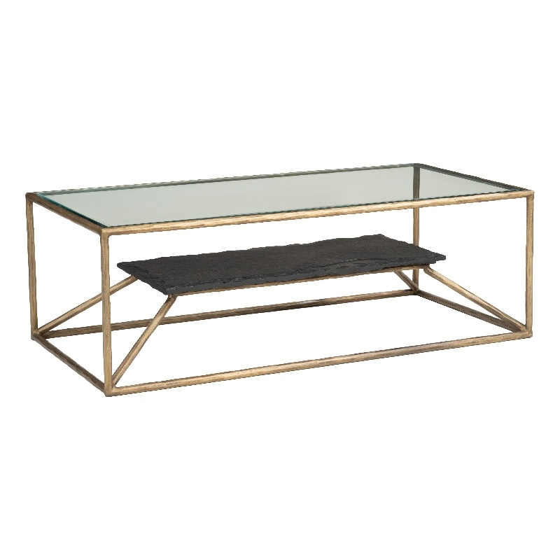 Pemberly Row Modern / Contemporary Metal Coffee Table Brass Finish