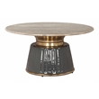 Pemberly Row Engineered Wood/Marble Top Round Coffee Table in Multi-Color