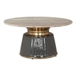 Pemberly Row Engineered Wood/Marble Top Round Coffee Table in Multi-Color