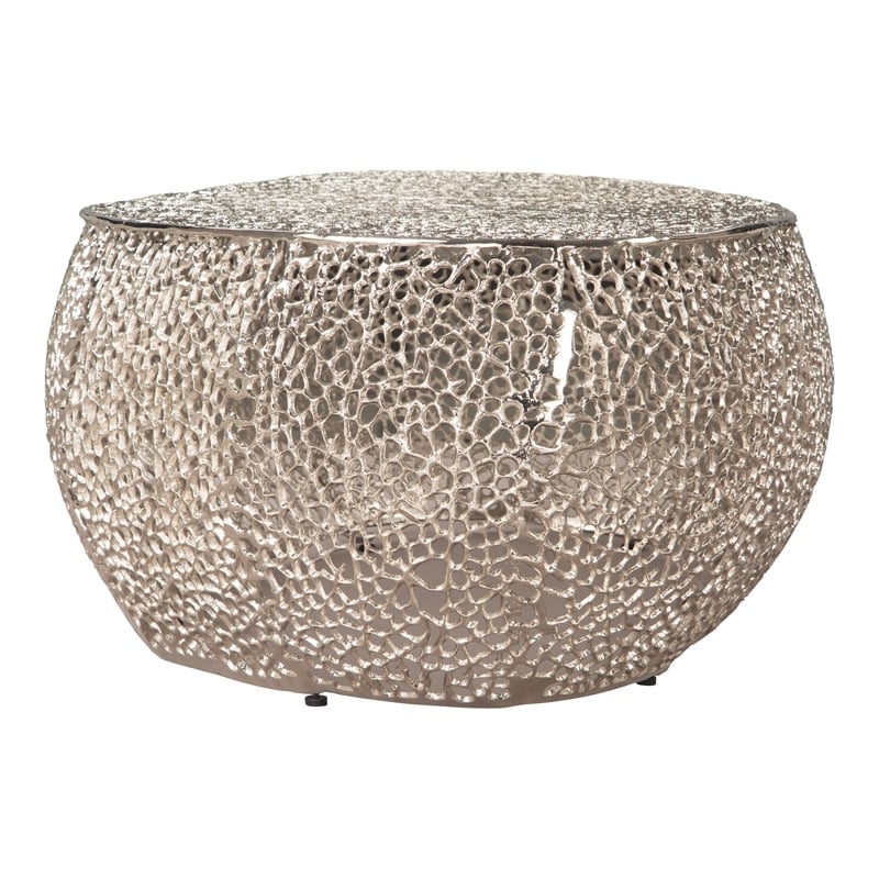 Pemberly Row Contemporary Assembled Aluminum Coffee Table Silver
