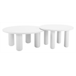 Pemberly Row Contemporary Aluminum Coffee Table Set (2-Piece) White