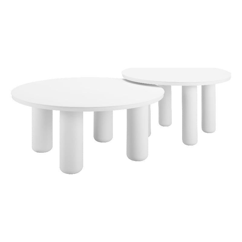 Pemberly Row Contemporary Aluminum Coffee Table Set (2-Piece) White