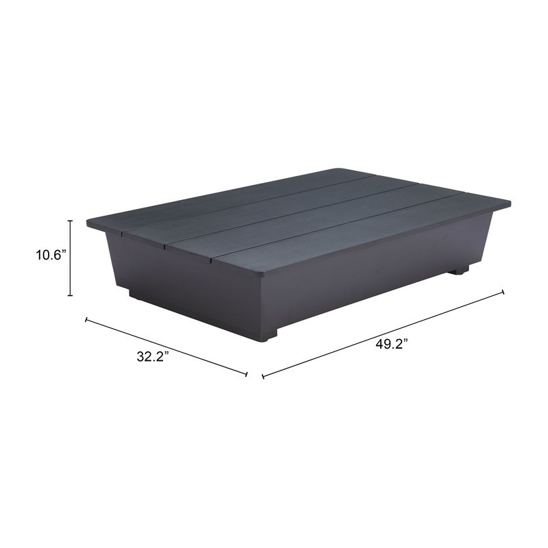 Pemberly Row Contemporary Assembled Aluminum Coffee Table Black