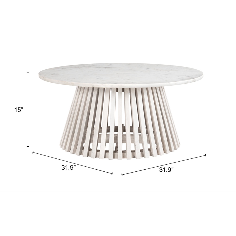 Pemberly Row Contemporary Engineered Wood Coffee Table White & Natural