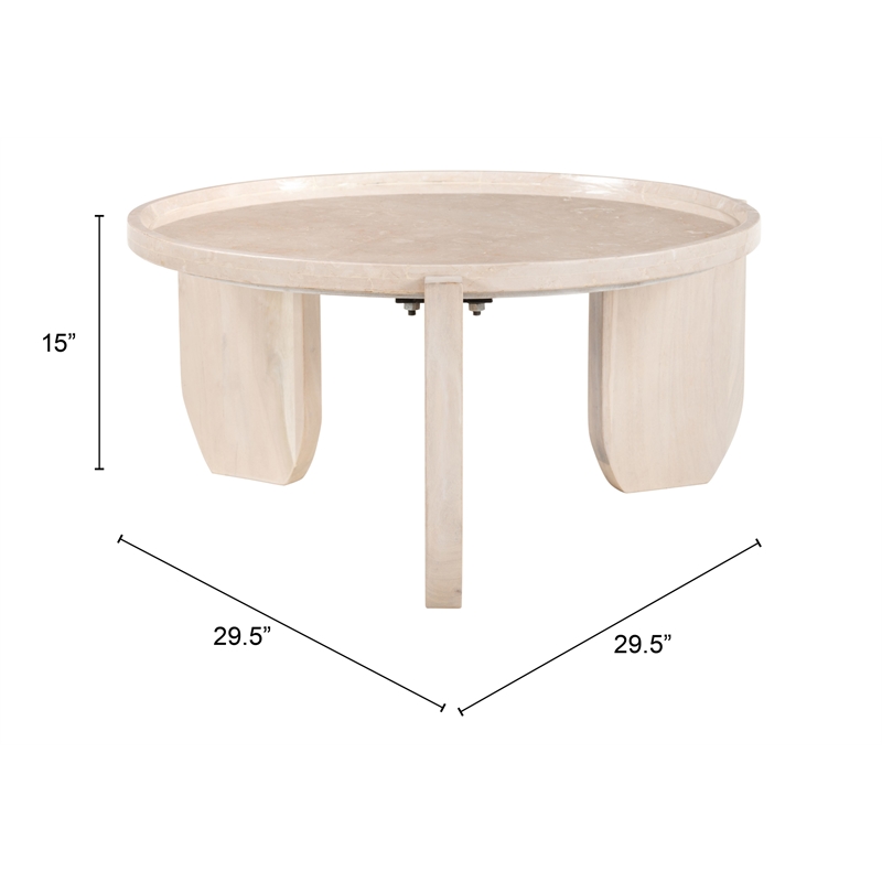 Pemberly Row Contemporary Engineered Wood Coffee Table Natural