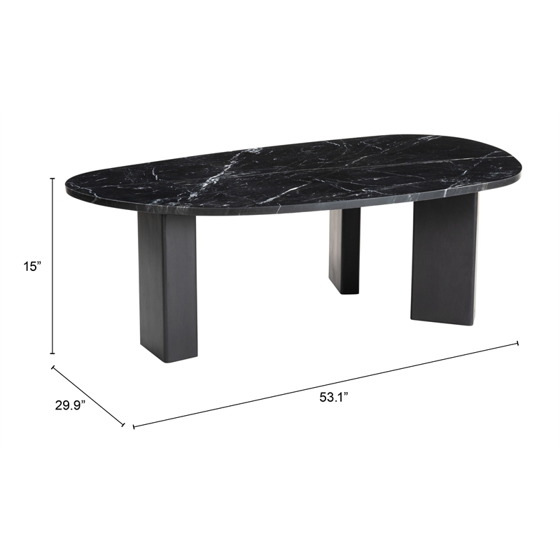 Pemberly Row Contemporary Engineered Wood Coffee Table Black