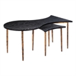Pemberly Row Contemporary Coffee Table Set (2-Piece) Black & Bronze