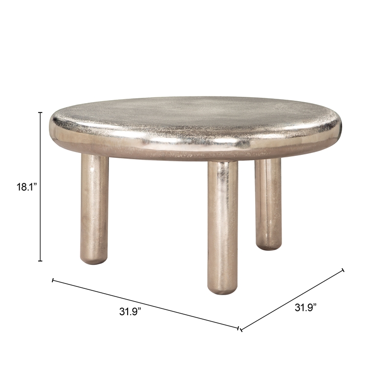 Pemberly Row Modern / Contemporary Metal Coffee Table Silver