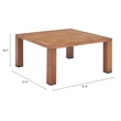 Pemberly Row Modern / Contemporary Aluminum Coffee Table Natural