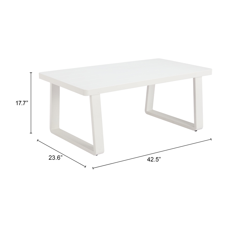 Pemberly Row Modern / Contemporary Aluminum Coffee Table White