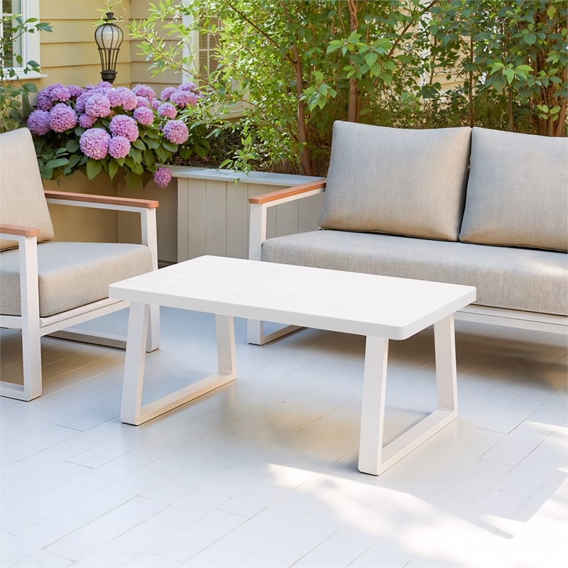Pemberly Row Modern / Contemporary Aluminum Coffee Table White