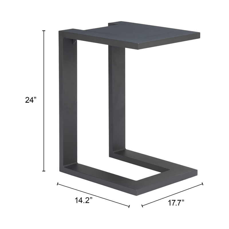 Pemberly Row Contemporary Assembled Aluminum Side Table Black
