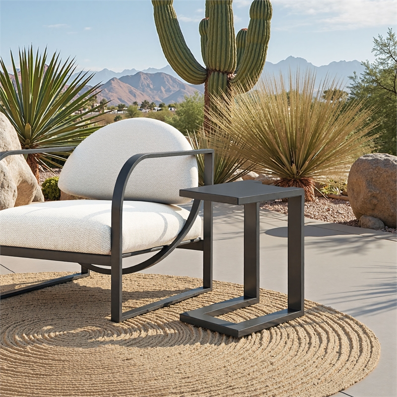 Pemberly Row Contemporary Assembled Aluminum Side Table Black