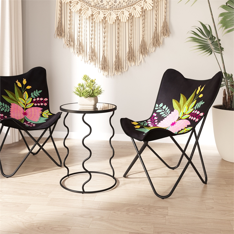 Pemberly Row Modern / Contemporary Assembled Metal Side Table Black