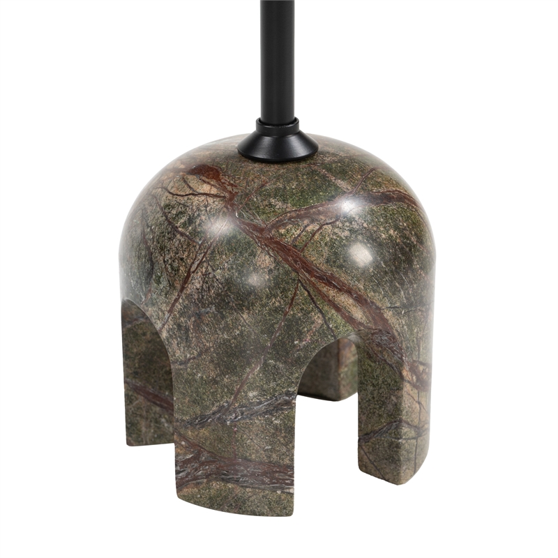 Pemberly Row Contemporary Painted Iron/Marble Round End Table in Multi-Color