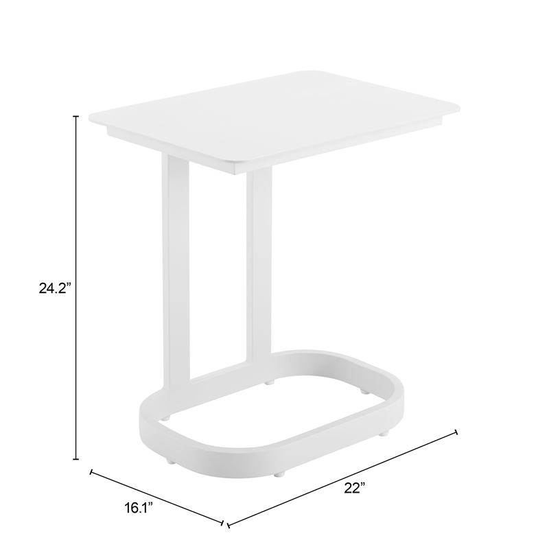Pemberly Row Contemporary Assembled Aluminum End Table White