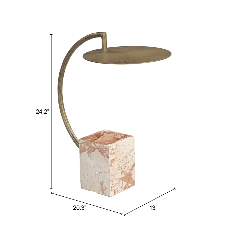 Pemberly Row Modern / Contemporary Metal Side Table Brass Finish