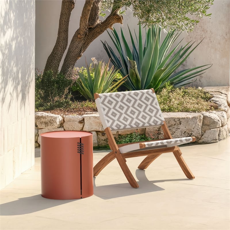 Pemberly Row Contemporary Assembled Aluminum Side Table Brown