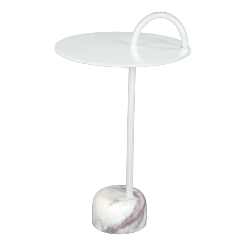 Pemberly Row Modern / Contemporary Metal Side Table White Finish
