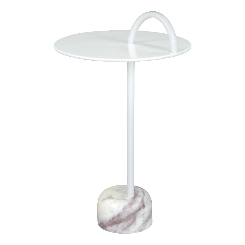 Pemberly Row Modern / Contemporary Metal Side Table White Finish
