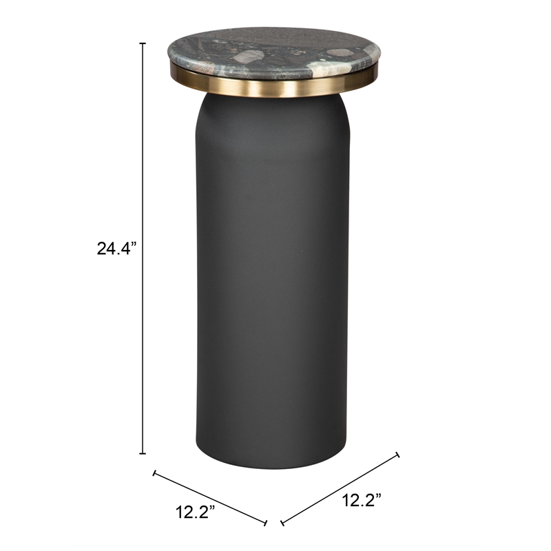 Pemberly Row Engineered Wood/Marble Top Round Drink Table in Multi-Color