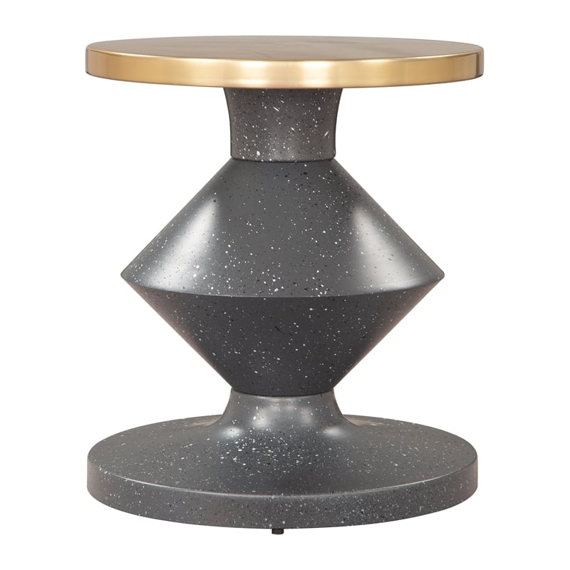 Pemberly Row Contemporary Electroplated Iron Round End Table in Multi-Color