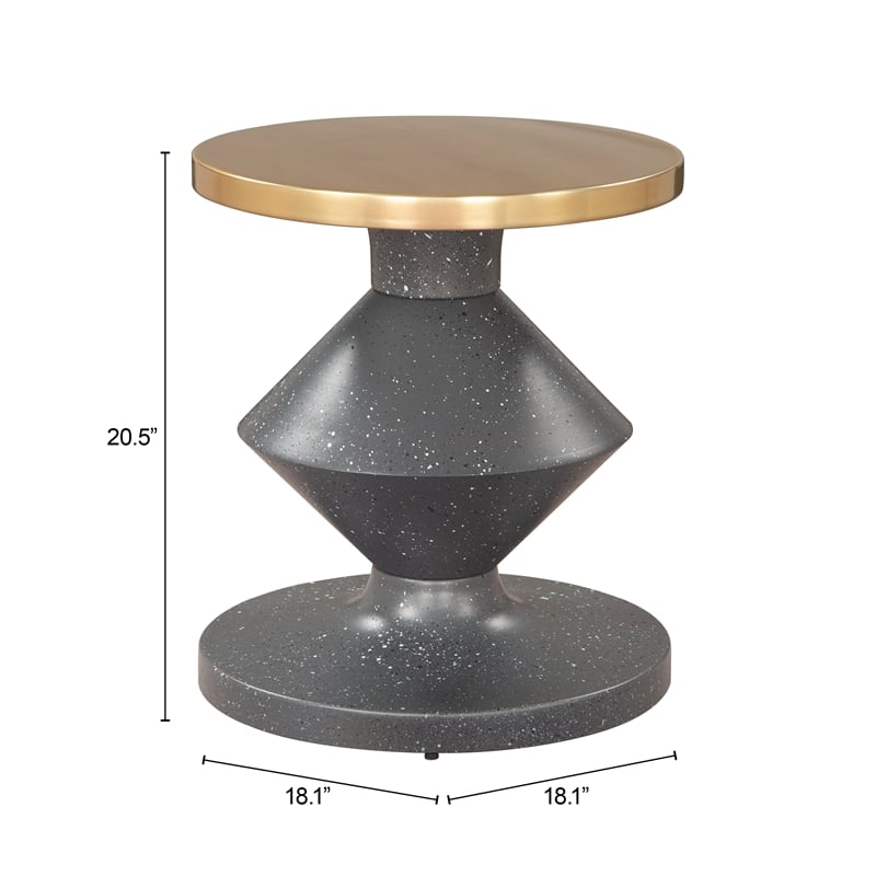 Pemberly Row Contemporary Electroplated Iron Round End Table in Multi-Color