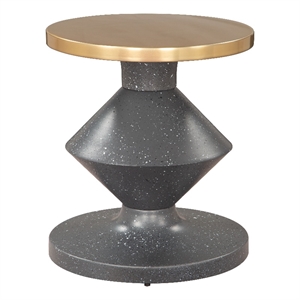 Pemberly Row Contemporary Electroplated Iron Round End Table in Multi-Color