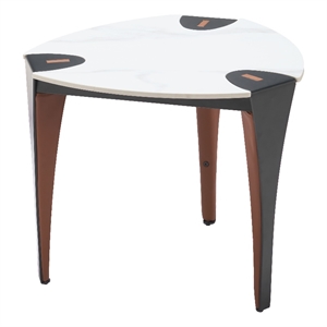 Pemberly Row Faux Marble Sintered Stone and Steel End Table Multi-Color