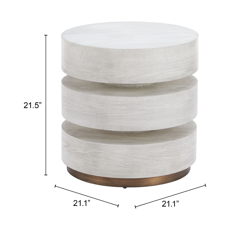 Pemberly Row Contemporary Engineered Wood Side Table Oak White