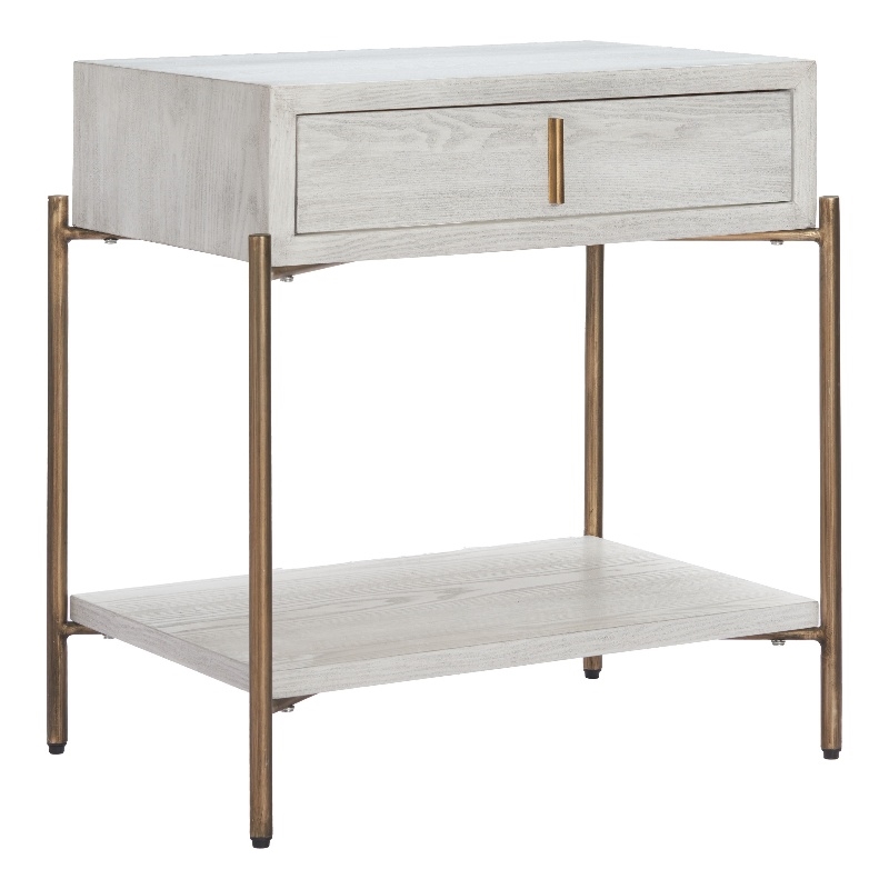 Pemberly Row Contemporary Engineered Wood Side Table Oak White