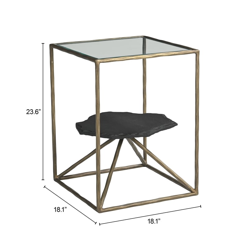Pemberly Row Modern / Contemporary Metal Side Table Brass Finish
