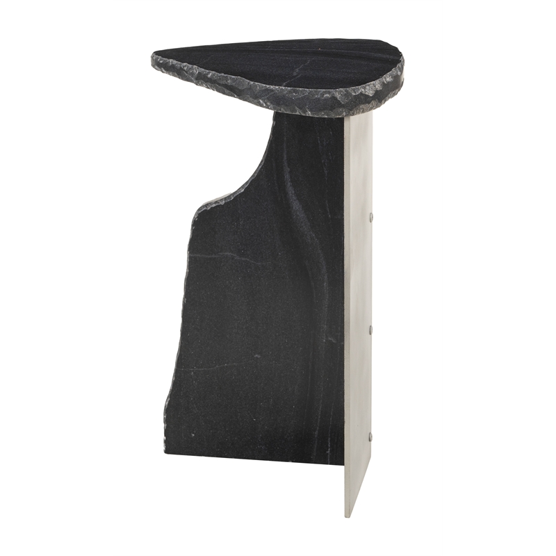 Pemberly Row Modern / Contemporary Marble Side Table Black Finish