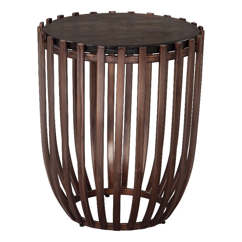 Pemberly Row Modern / Contemporary Metal Side Table Bronze Finish