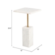 Pemberly Row Modern / Contemporary Marble Side Table White Finish