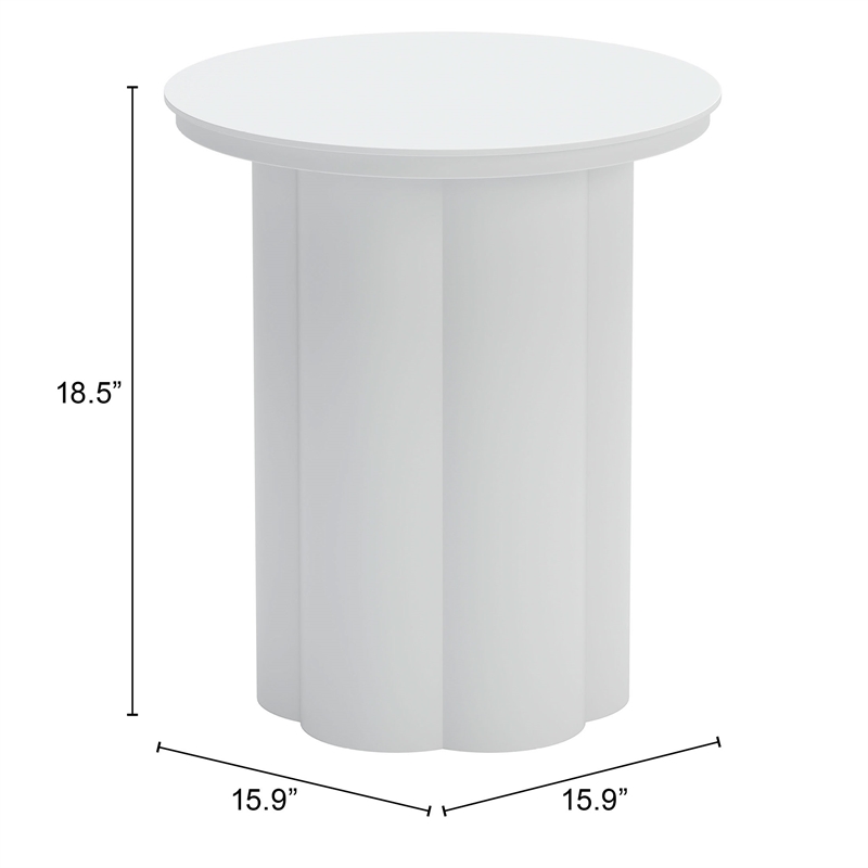 Pemberly Row Contemporary Assembled Aluminum Side Table White