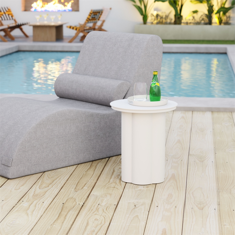 Pemberly Row Contemporary Assembled Aluminum Side Table White