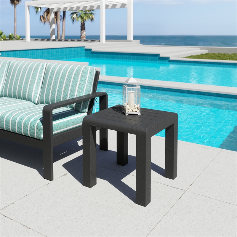 Pemberly Row Contemporary Assembled Aluminum Side Table Black