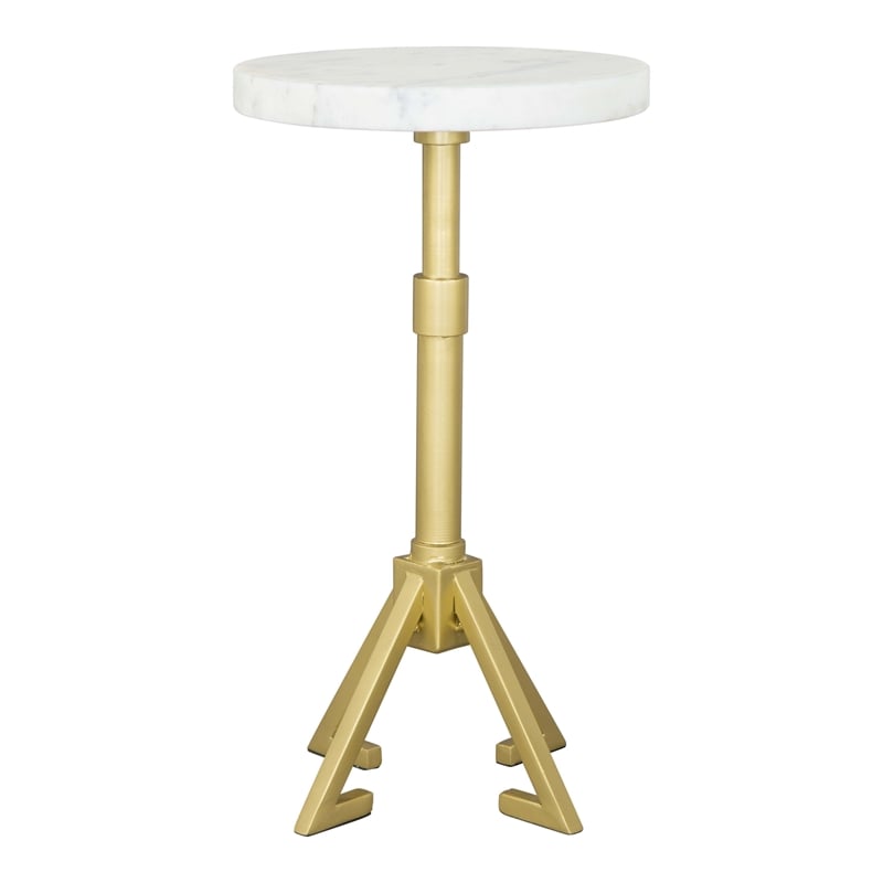 Pemberly Row Modern / Contemporary Metal Side Table White & Gold