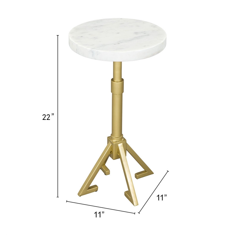 Pemberly Row Modern / Contemporary Metal Side Table White & Gold