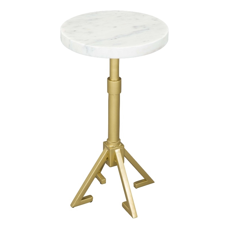 Pemberly Row Modern / Contemporary Metal Side Table White & Gold