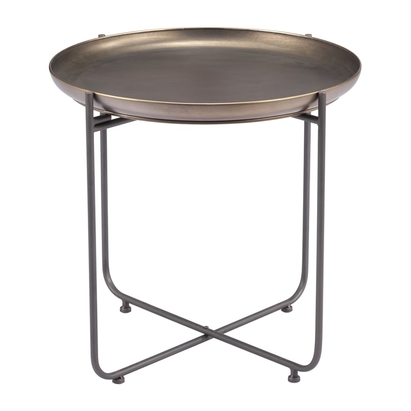 Pemberly Row Modern / Contemporary Metal Side Table Bronze Finish