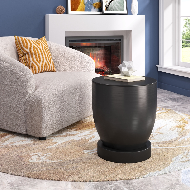 Pemberly Row Modern / Contemporary Assembled Metal Side Table Black