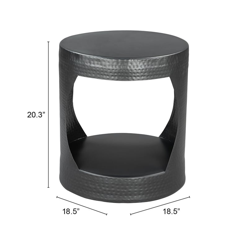 Pemberly Row Contemporary Assembled Metal Metal Side Table in Black