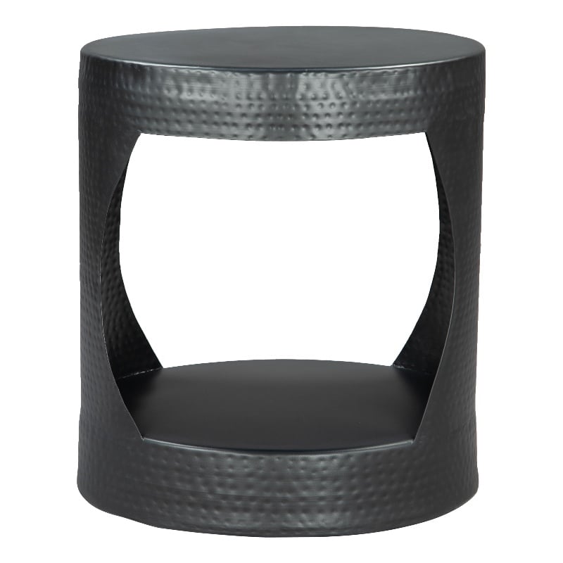 Pemberly Row Contemporary Assembled Metal Metal Side Table in Black