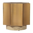 Pemberly Row Contemporary Electroplated Iron End Table in Gold & Beige