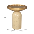 Pemberly Row Contemporary Electroplated Iron Round End Table in Gold & Beige