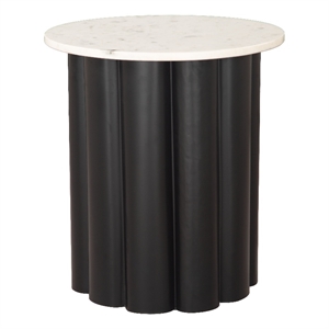 Pemberly Row Contemporary Engineered Wood Side Table White & Black