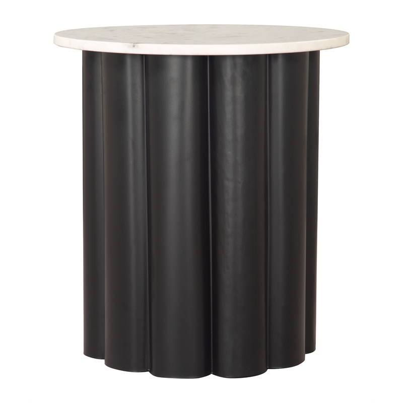 Pemberly Row Contemporary Engineered Wood Side Table White & Black